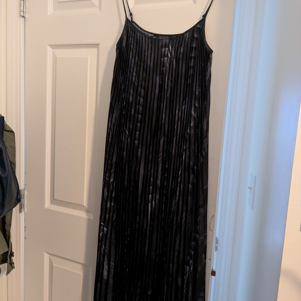 All Saints Black Striped Maxi Dress